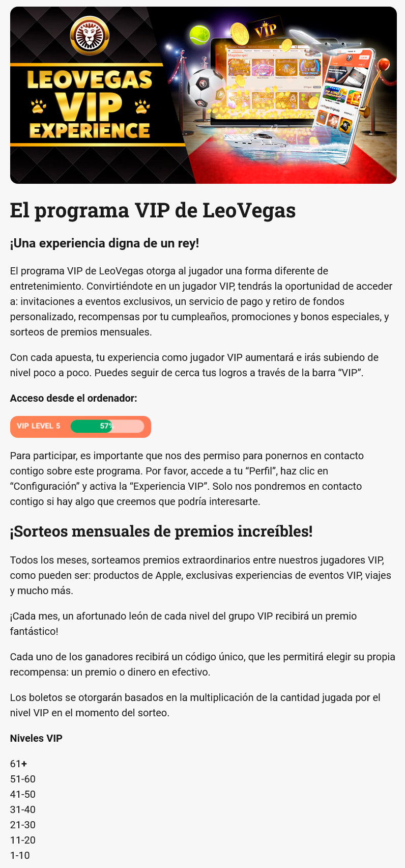 LeoVegas - Programa VIP