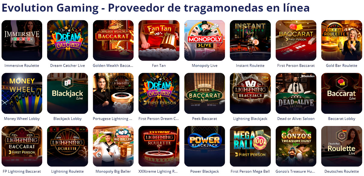 Vulkan Vegas Casino Proveedores - Evolution Gaming